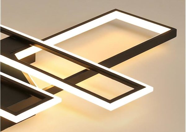 Moderne LED woonkamer plafondlamp zwart met rechthoekige vormen - Afbeelding 4